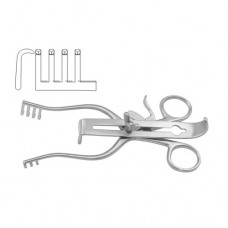 Henley Retractor Complete 3 x 4 Blunt Prongs - With 3 Central Blades Ref:- RT-840-19, RT-840-25 and RT-840-32 Stainless Steel, 16 cm - 6 1/4"